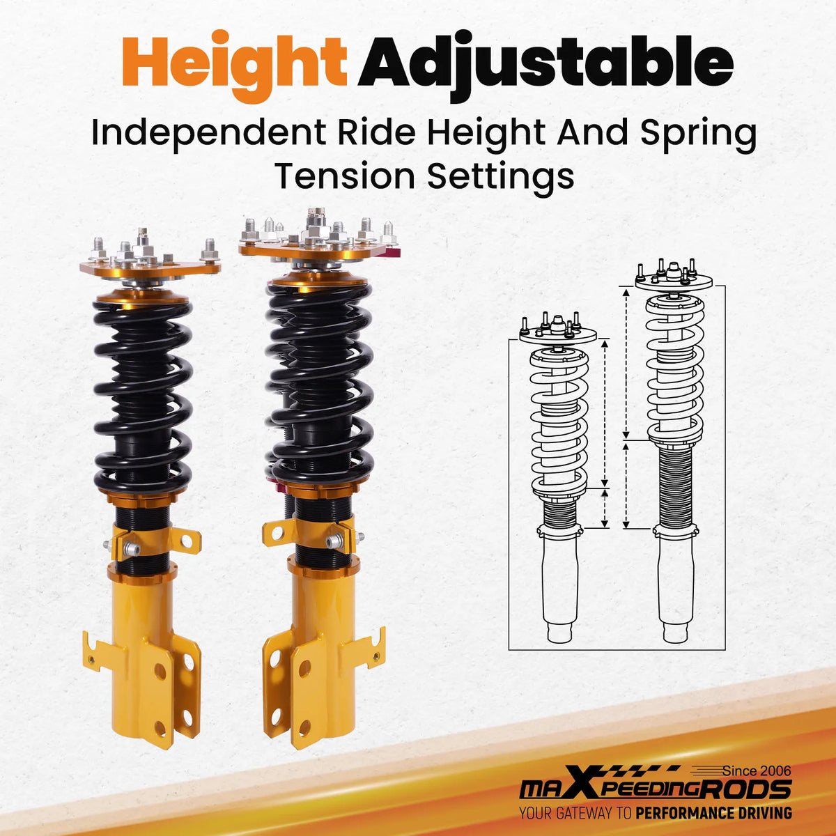 MaXpeedingrods Coilovers for Toyota Corolla E120/E130 and Matrix XRS 2003-2008, 24-Level Damping