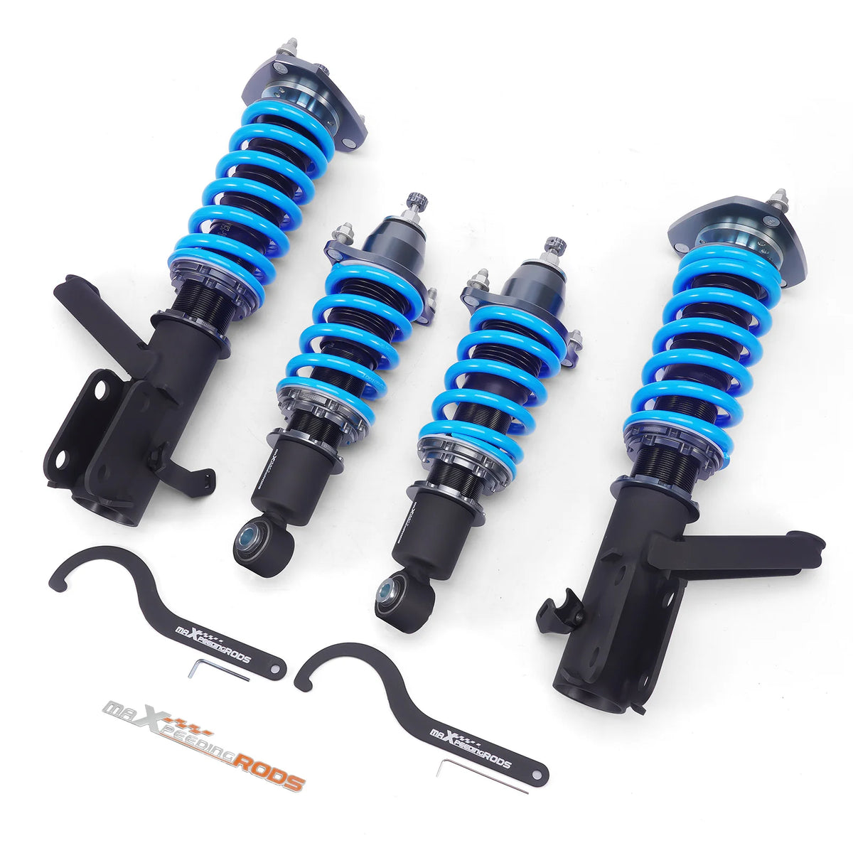 MaXpeedingrods T6 coilovers with black bodies and blue springs for the 2003-2011 Honda Element