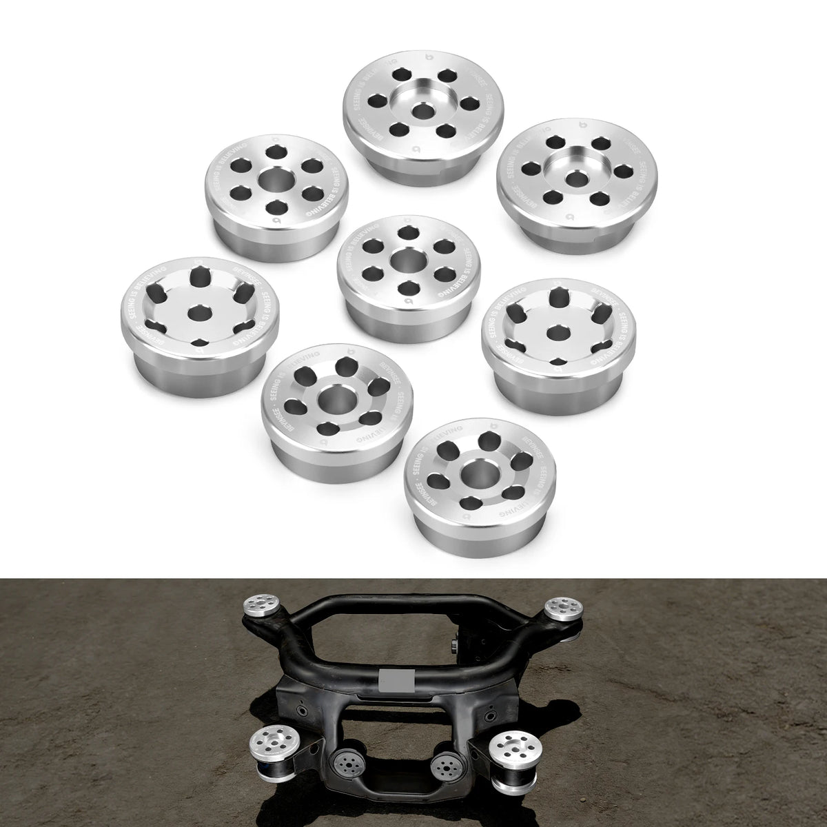 Solid anodized billet aluminum rear subframe bushing kit for BMW E46 3 Series