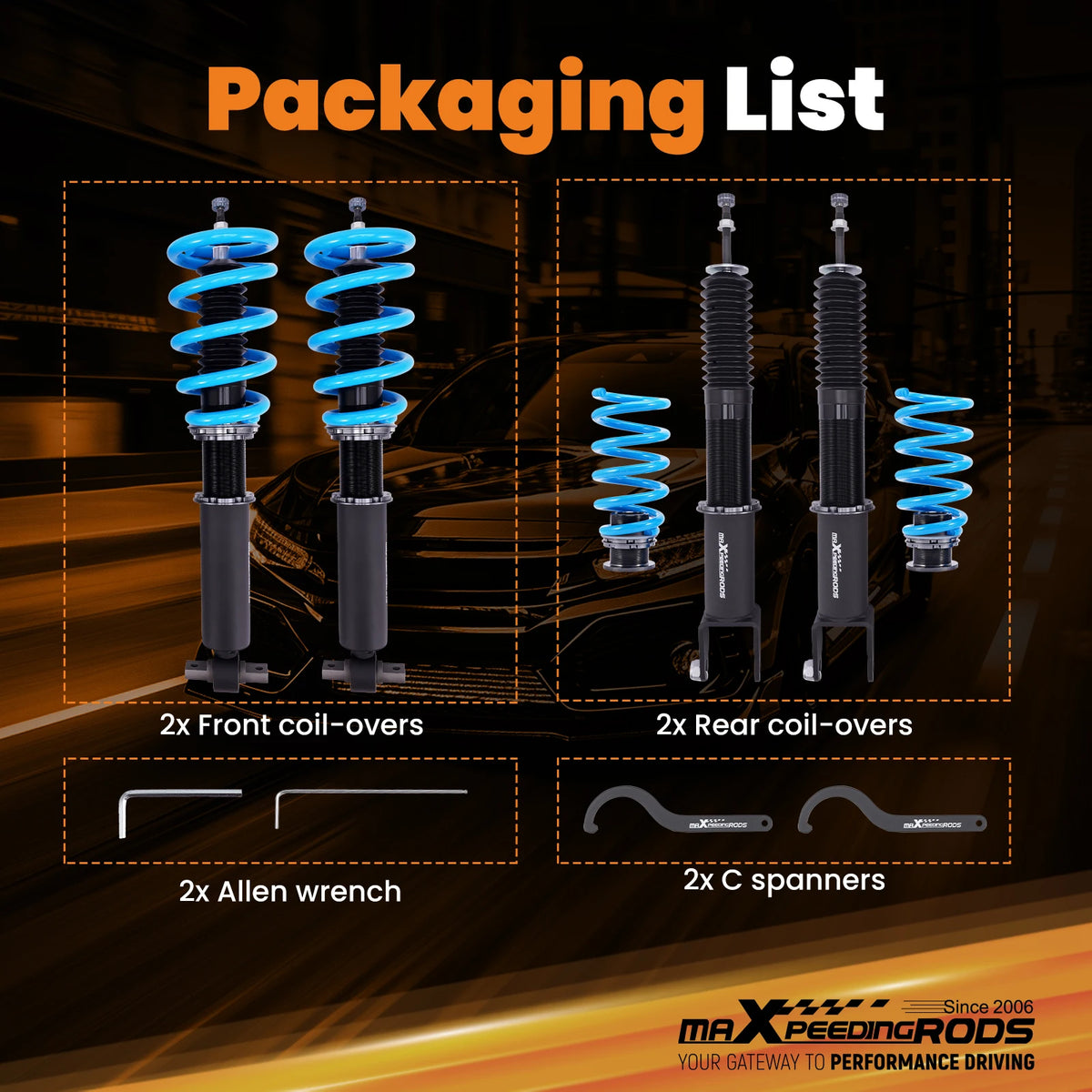 MaXpeedingrods T6 Coilovers for Cadillac CTS and CTS-V RWD 2008-2013, 24-Level Adjustable Damping