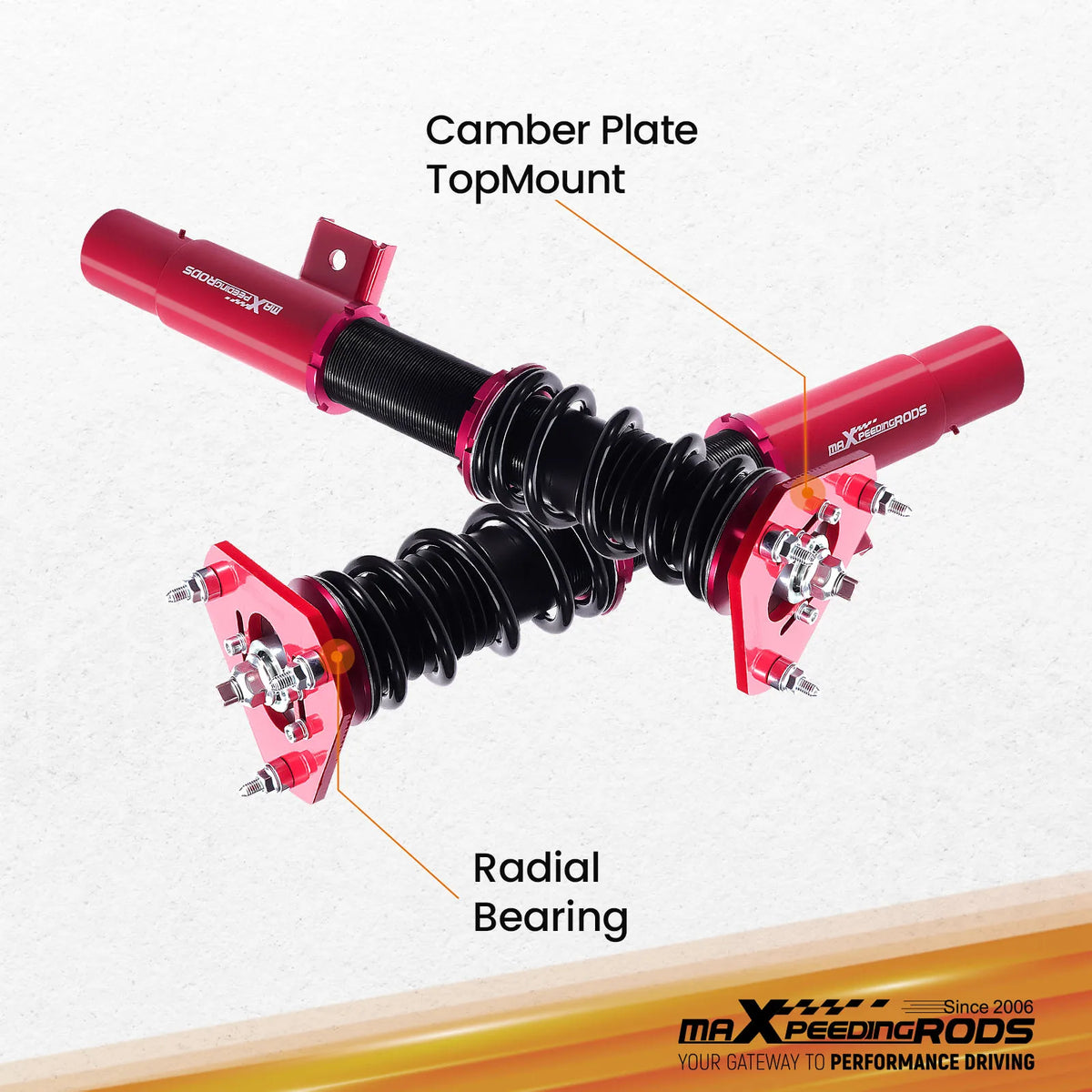 MaXpeedingrods Coilovers for VW Jetta Mk5 2006-2011, Jetta Mk6 2011-2018 and Golf Mk5/Mk6 (54.5 mm Struts)