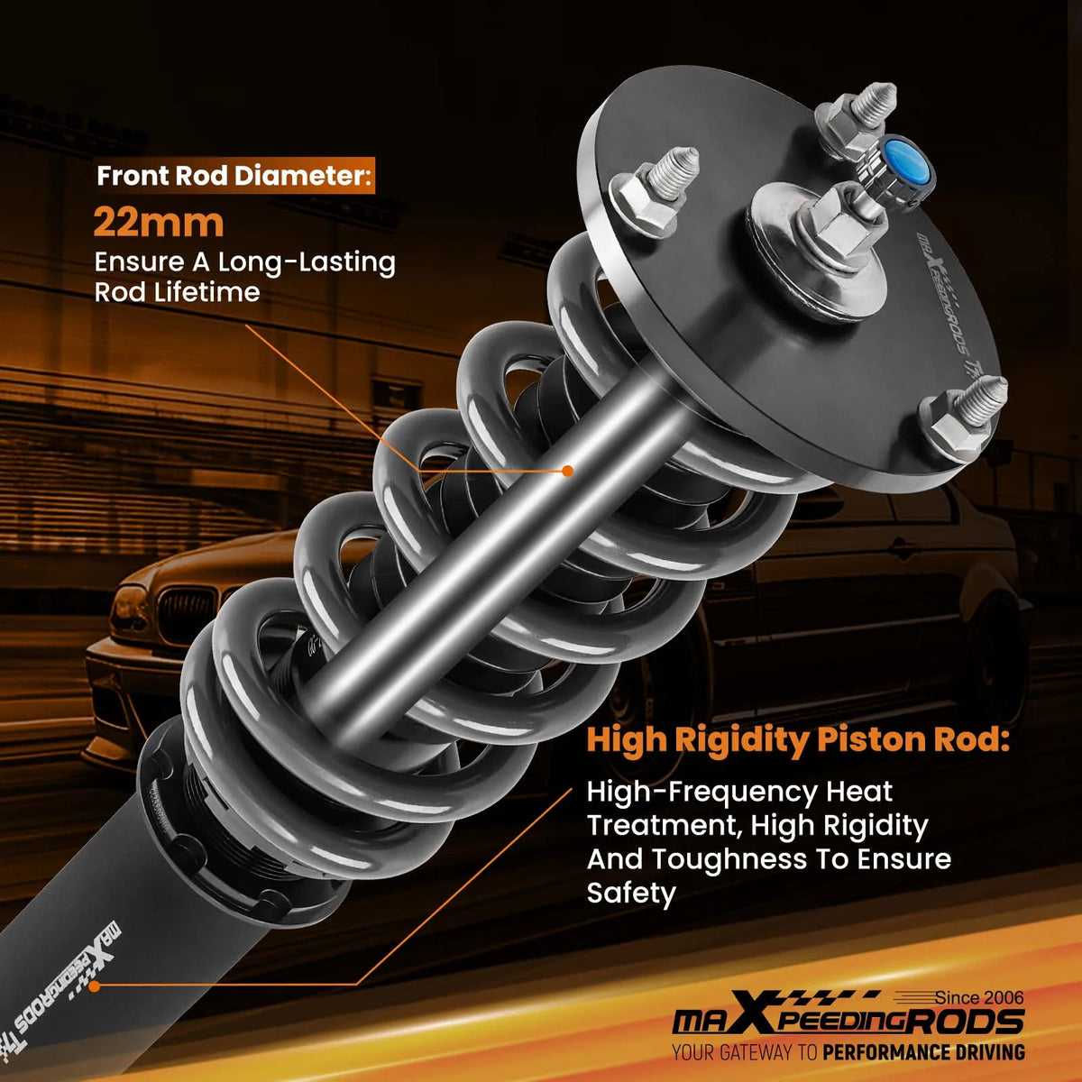MaXpeedingrods T7 Coilovers, 24-Way Damping, for Lexus LS430 UCF30 2001-2006 and Toyota Celsior UCF30