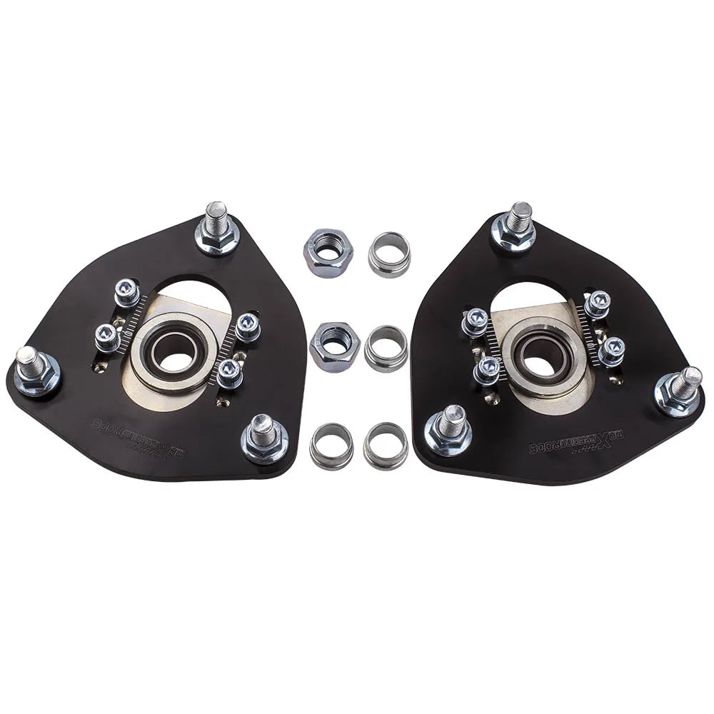 1989-1998 Nissan 240SX 180SX Silvia S13 Front Camber Plates, Pillow Ball, Aluminum, Pair