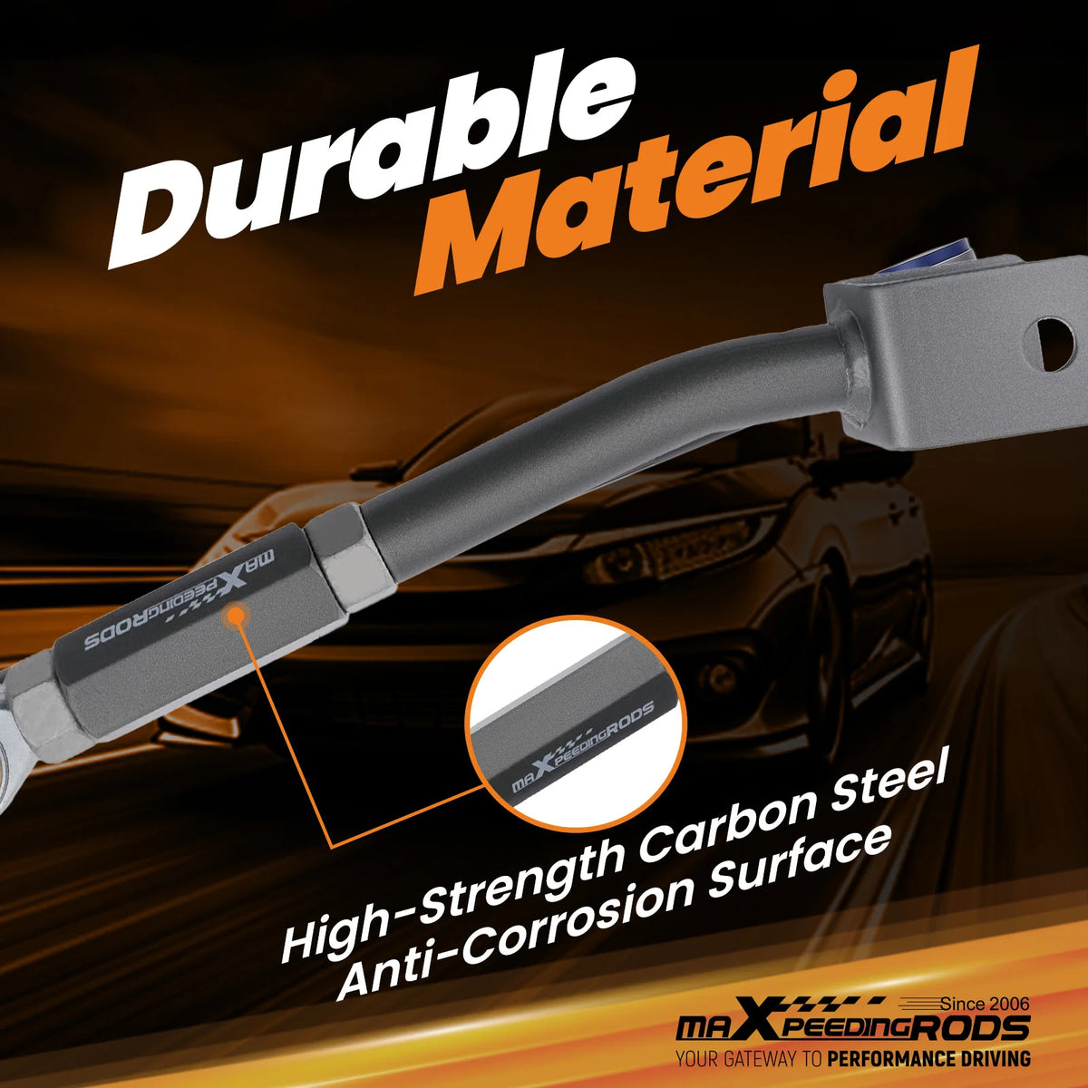 Nissan 350Z Z33, 370Z, Infiniti G35, G37, Altima, Maxima Adjustable Rear Camber Arms, -3 to +3 Degrees, Steel