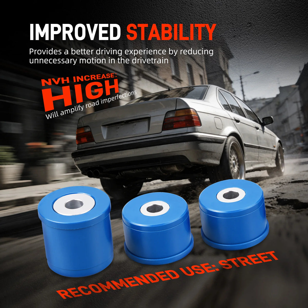 1992-1999 BMW 3 Series E36 Rear Differential Mount Bushing Kit, 95A Polyurethane and Billet Aluminum