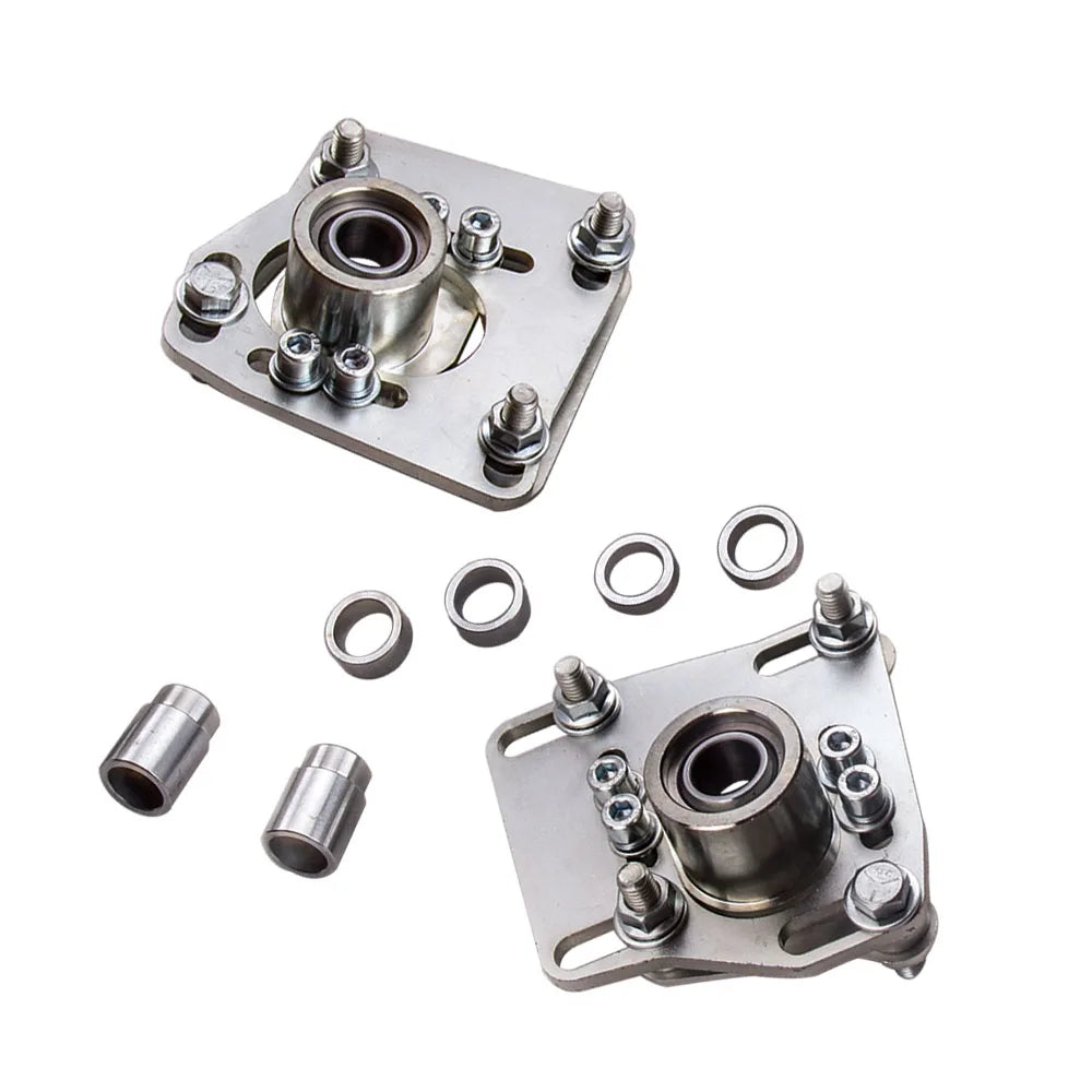 MaXpeedingrods Front Camber Plates for Ford Mustang 1994-2004, Pillow Ball Upper Strut Mounts, Silver, Pair