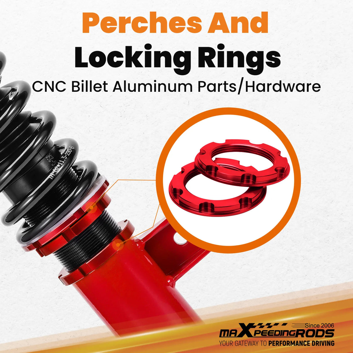 MaXpeedingrods Coilovers for Mazda 3 BM BN 2014-2018, 24-Way Adjustable Damping, Red Body