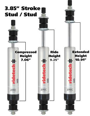 Ridetech Shock, Q Series Hot-Rod Shock, Monotube, Gas Charged, 11.00 in. Extended, 7.00 in. - 22139850