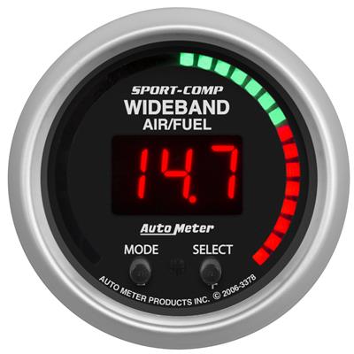AutoMeter Gauge, Sport-Comp, Pro, Air/Fuel Ratio, 0-5 Ohm Wideband, Lean/Rich, 2 1/16 in., Digital - 3378