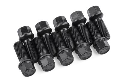 Apr Lug Bolts, 47mm Length, Ball Seat, Hex Head, Steel, Black Zinc, Audi, Volkswagen, Set of 10 - MS100186