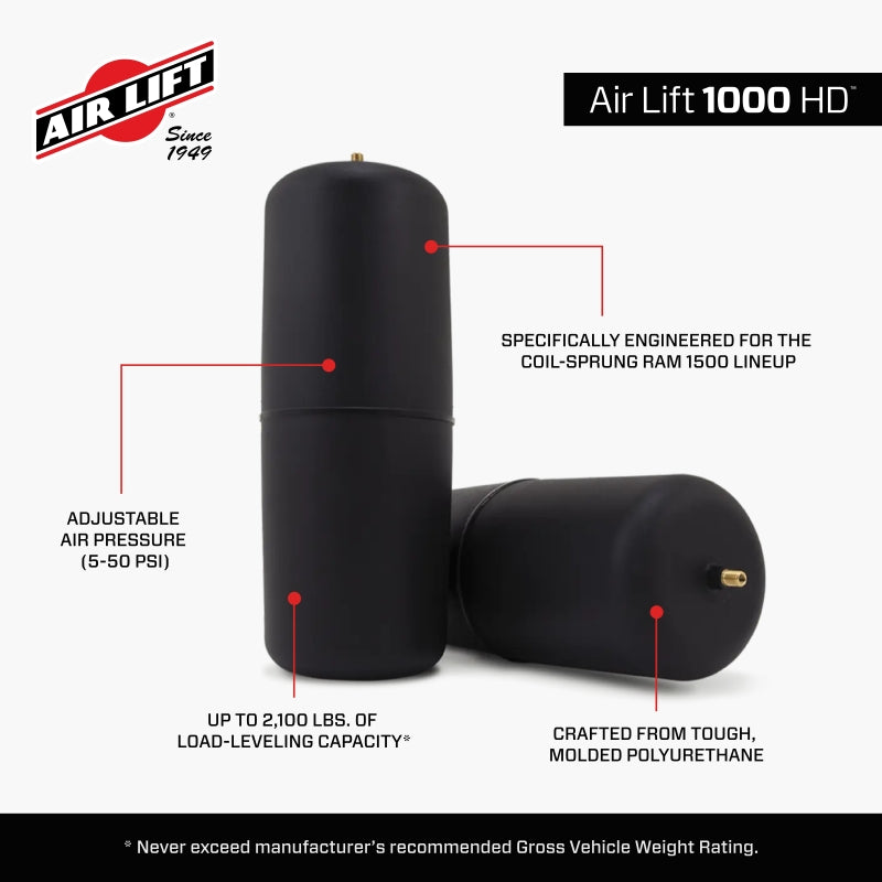 Air Lift Air Lift 1000hd Air Spring Kit for 2009-2018 Dodge Ram & 2011-2022 Ram 1500