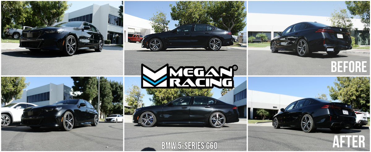 Megan Racing Euro Series Coilover Kit for 2024 BMW 5‑Series G60 AWD – 30‑click damping, monotube, full-length adjustability - MR-CDK-BG60X-EU